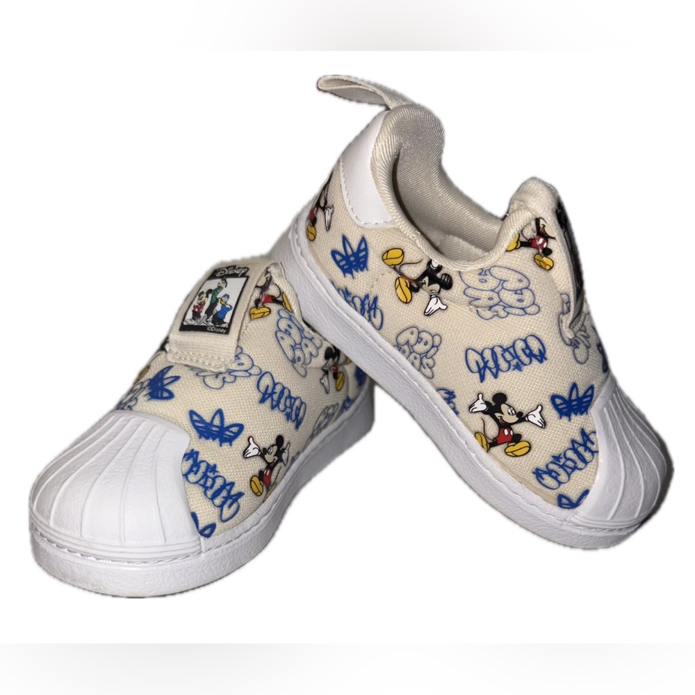Adidas Toddler Mickey Mouse White Slip-On Sneakers